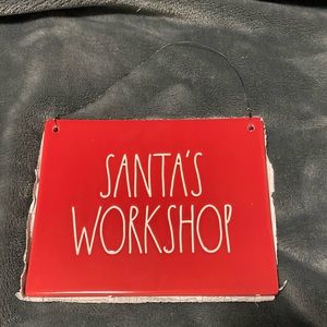 Rae Dunn Santa's Workshop sign